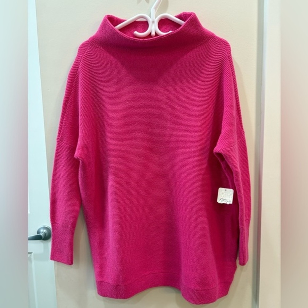 Free People Ottoman Slouchy Tunic Sweater Raspberry Rose Oversized Extra Small